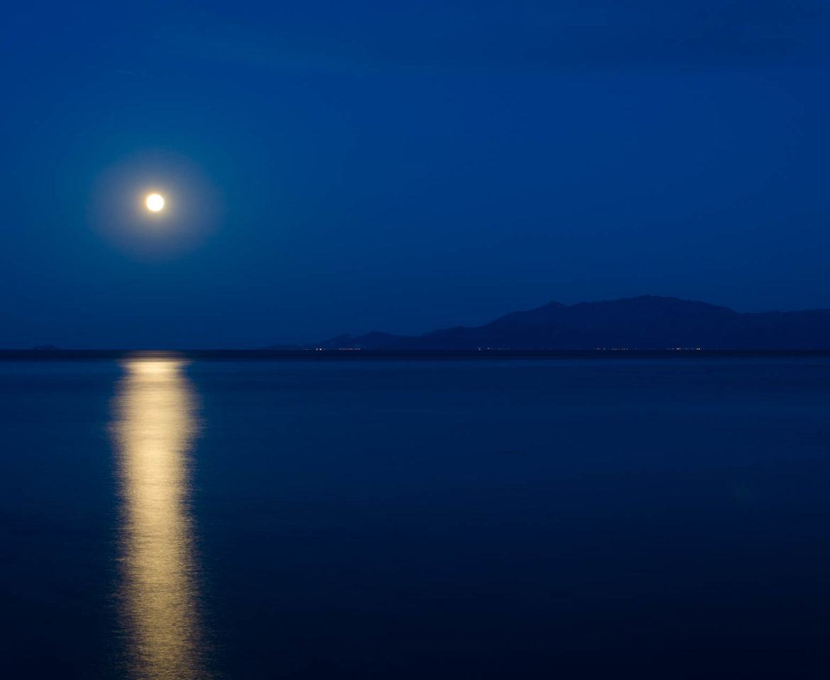 Full moon over Thasos island