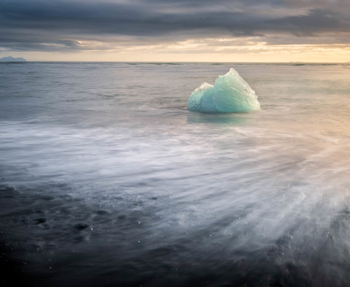 An iceberg at Diamond Beach in Iceland