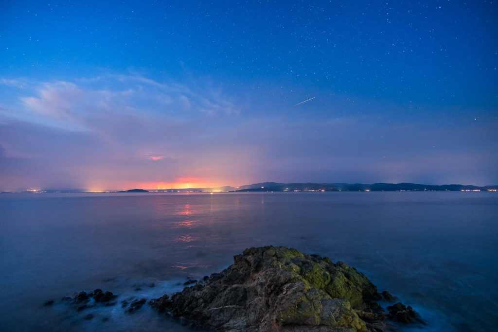 Thunderstorm and a Perseid meteor