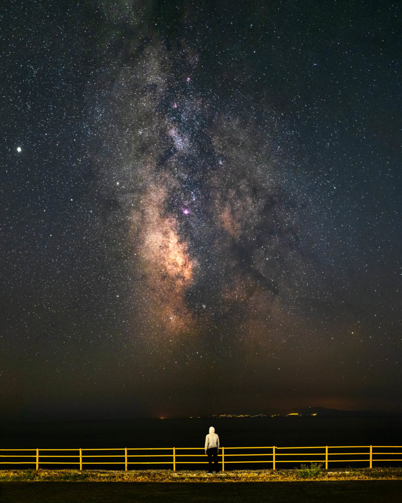 Stargazing the milky way in a starry night