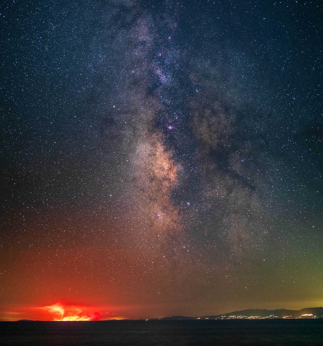 The Wildfires in Evia and the Milky Way