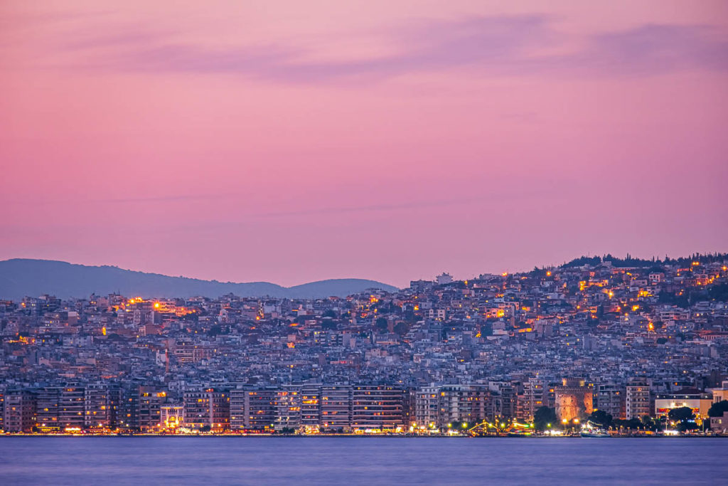 Thessaloniki waterfront at sunset