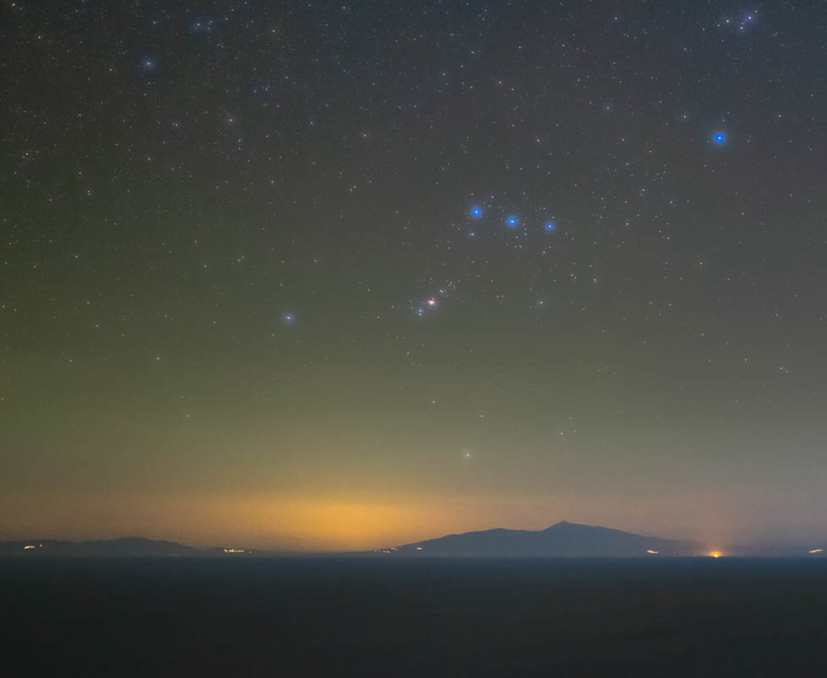 Orion Constellation Over Mount Ossa, Greece
